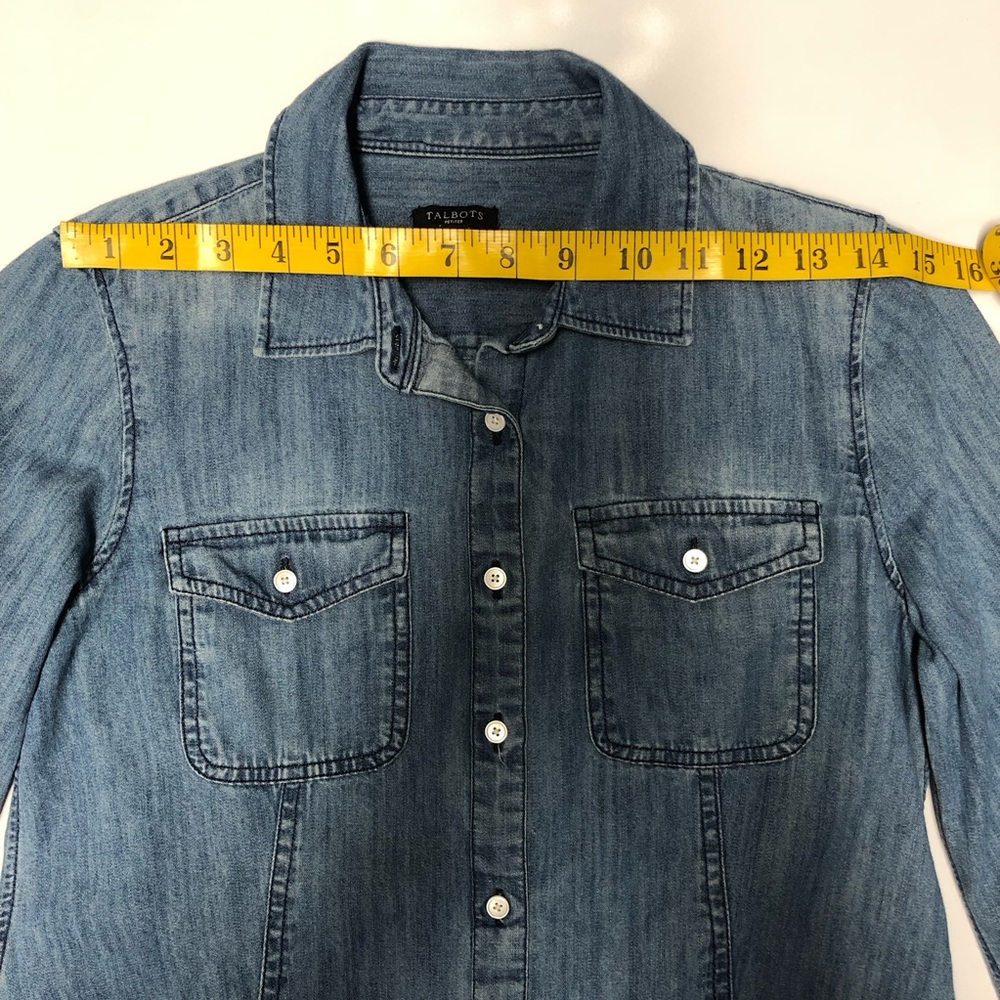 Talbots shirt denim button down size 6Petite - Picture 4 of 7